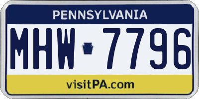 PA license plate MHW7796