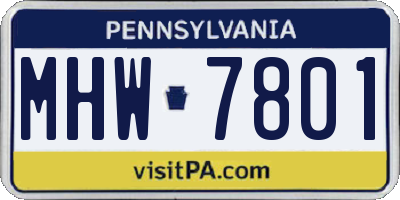 PA license plate MHW7801