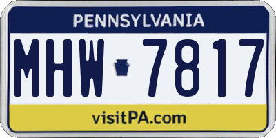 PA license plate MHW7817