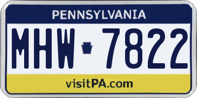 PA license plate MHW7822
