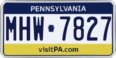 PA license plate MHW7827