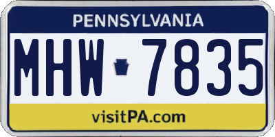 PA license plate MHW7835