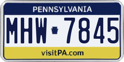 PA license plate MHW7845