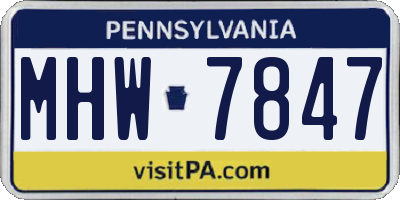 PA license plate MHW7847