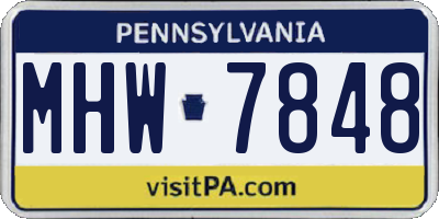PA license plate MHW7848