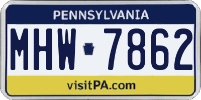 PA license plate MHW7862