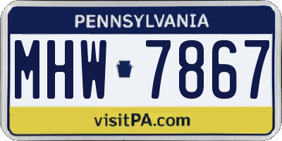 PA license plate MHW7867