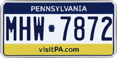 PA license plate MHW7872