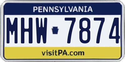 PA license plate MHW7874