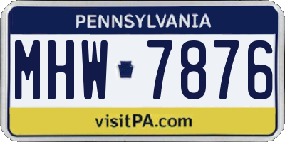PA license plate MHW7876