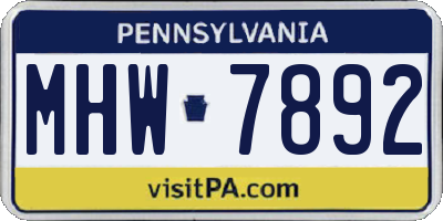 PA license plate MHW7892