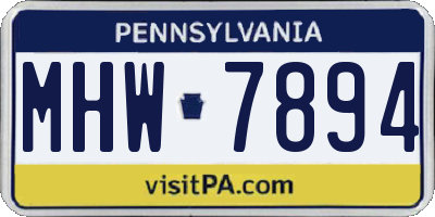 PA license plate MHW7894