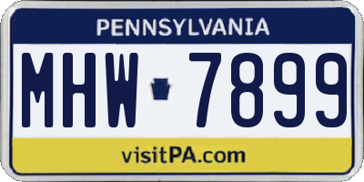 PA license plate MHW7899
