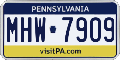 PA license plate MHW7909