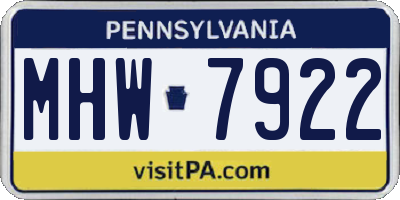 PA license plate MHW7922