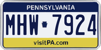 PA license plate MHW7924
