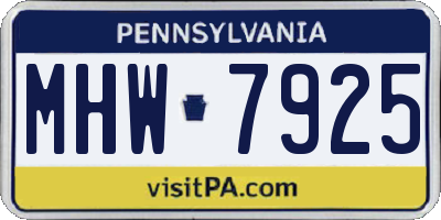 PA license plate MHW7925