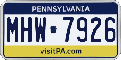 PA license plate MHW7926