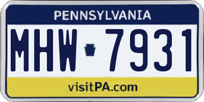 PA license plate MHW7931