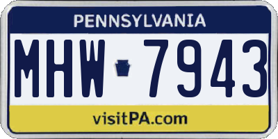 PA license plate MHW7943