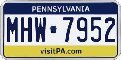 PA license plate MHW7952