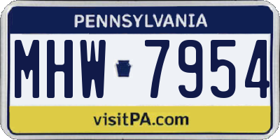 PA license plate MHW7954