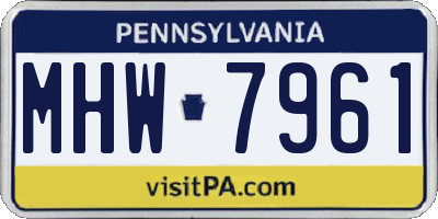 PA license plate MHW7961