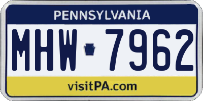 PA license plate MHW7962