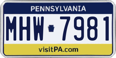 PA license plate MHW7981