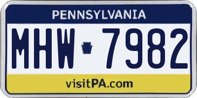 PA license plate MHW7982