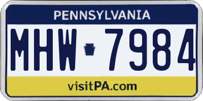 PA license plate MHW7984