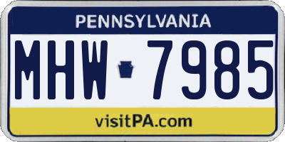 PA license plate MHW7985