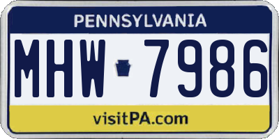 PA license plate MHW7986