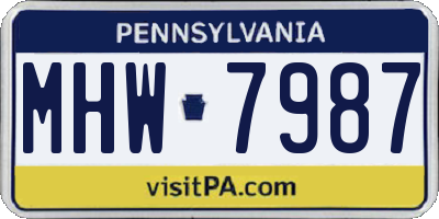 PA license plate MHW7987