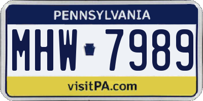 PA license plate MHW7989