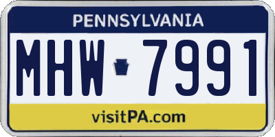 PA license plate MHW7991
