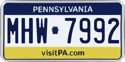 PA license plate MHW7992