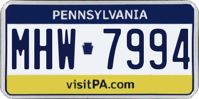 PA license plate MHW7994