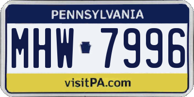 PA license plate MHW7996