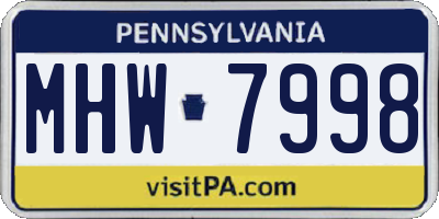 PA license plate MHW7998