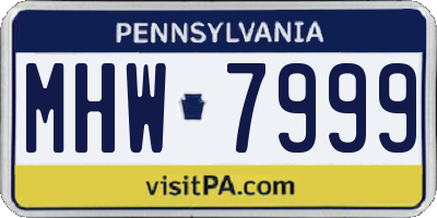 PA license plate MHW7999