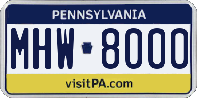 PA license plate MHW8000