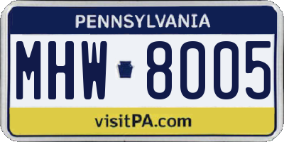 PA license plate MHW8005