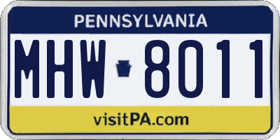 PA license plate MHW8011