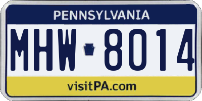 PA license plate MHW8014