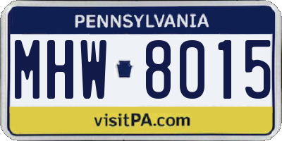 PA license plate MHW8015