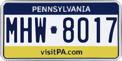 PA license plate MHW8017