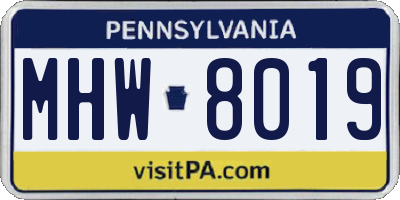 PA license plate MHW8019