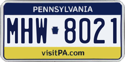 PA license plate MHW8021