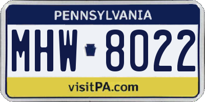 PA license plate MHW8022